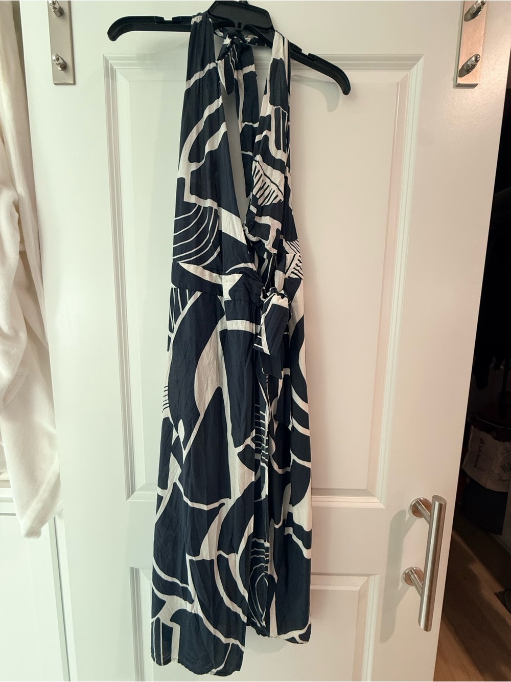 Navy & White Zara Halter Maxi Dress